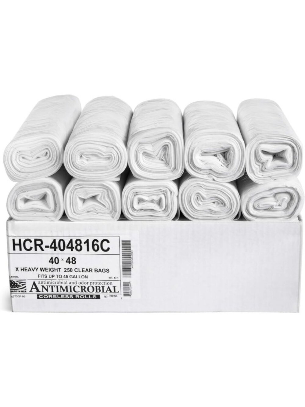 45 Gallon Clear Trash Bags - Heavy Duty High Density Garbage Bags, 250 Count
